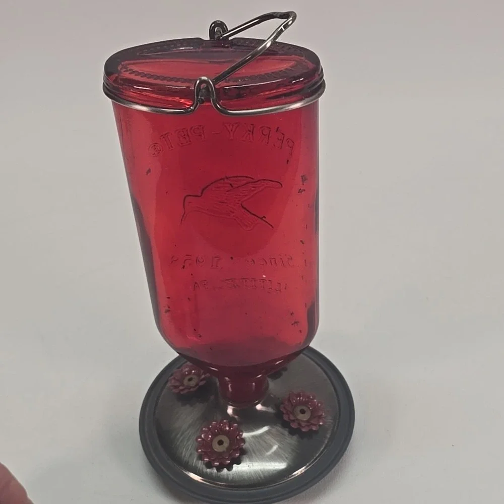 Perky Pet Hummingbird Feeder Nectar Garden‎ Antique Decorative Glass 16oz Red
